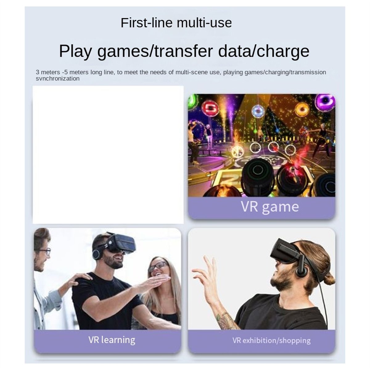 Pc Gaming Vr Headset - كابل 16FTLink لـ Quest2/3، كابل شحن