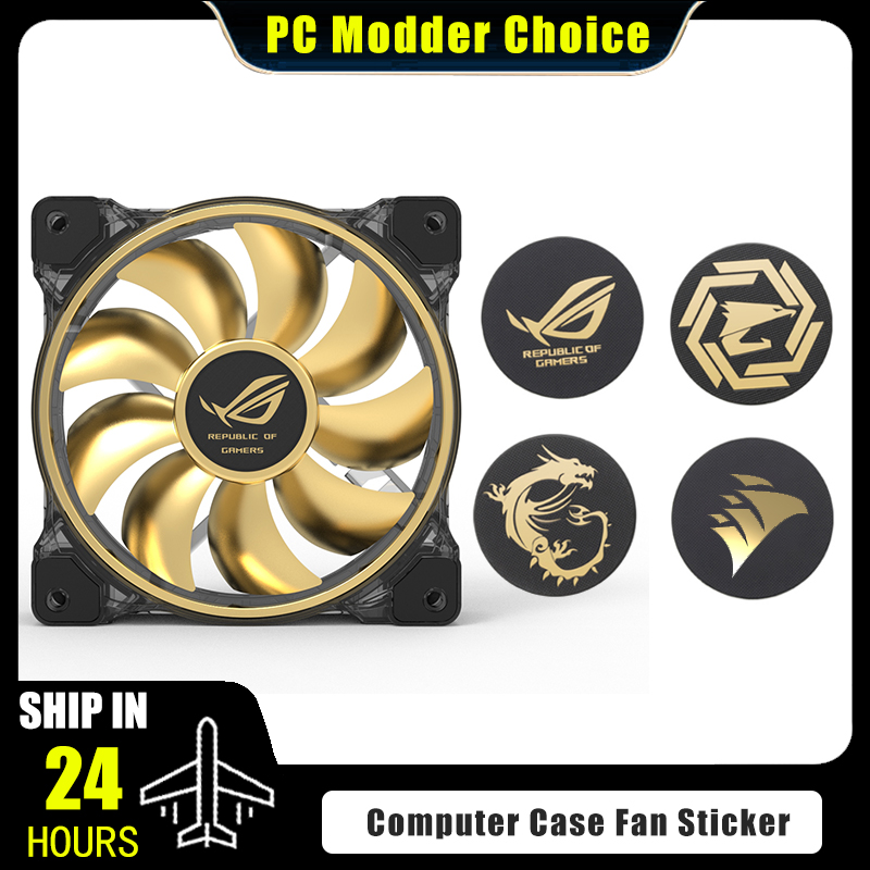 Pc Gaming Essentials - ملصق شعار مروحة حالة الكمبيوتر، ملصق