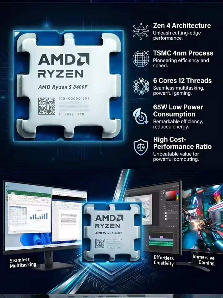 معالج AMD Ryzen 5 8400F الأصلي - مراجعة Pc Gaming Ryzen 5 وسعره